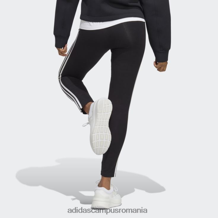 adidas campus romania pantaloni negri din jerseu cu 3 dungi cu talie înaltă adidas femei alb negru J266N22235