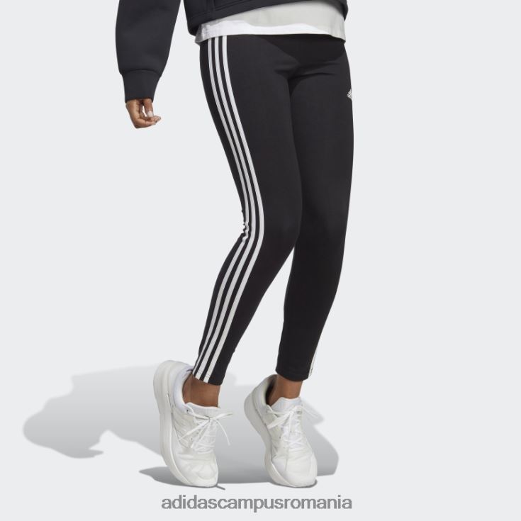 adidas campus romania pantaloni negri din jerseu cu 3 dungi cu talie înaltă adidas femei alb negru J266N22235