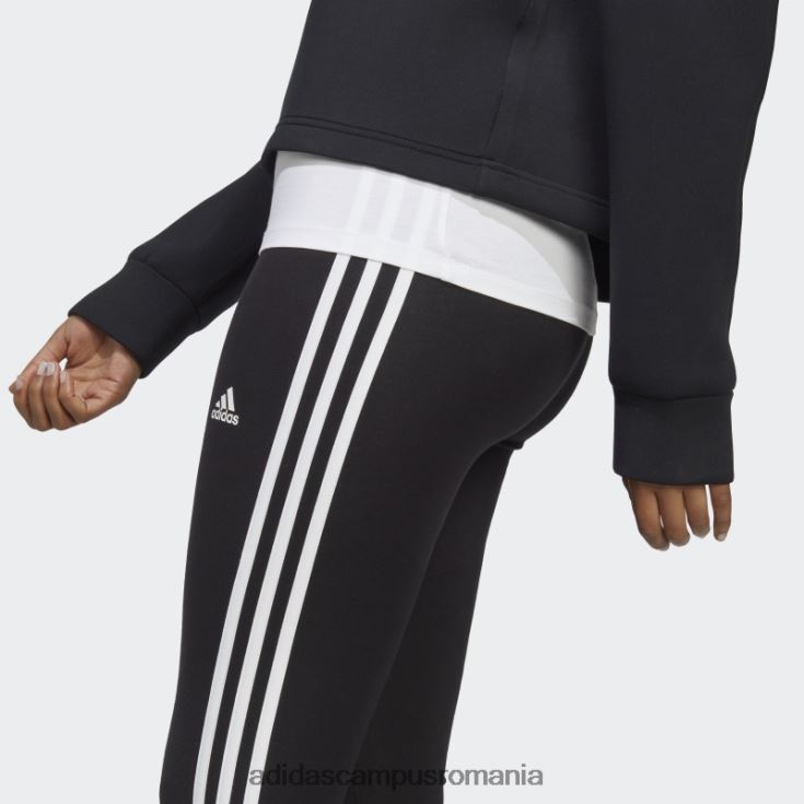 adidas campus romania pantaloni negri din jerseu cu 3 dungi cu talie înaltă adidas femei alb negru J266N22235