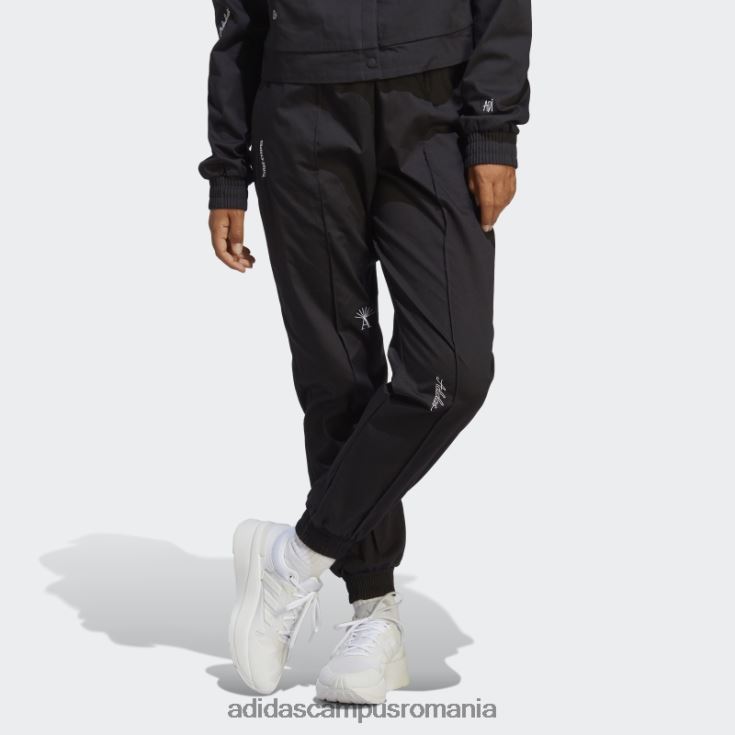 adidas campus romania pantaloni negri largi, cu grafică inspirată de cristale vindecătoare femei alb negru J266N28974