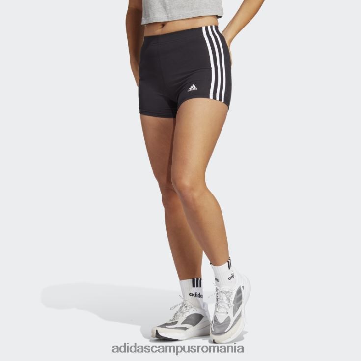 adidas campus romania pantaloni scurți cu 3 dungi din jerseu simplu, negru adidas femei alb negru J266N216896