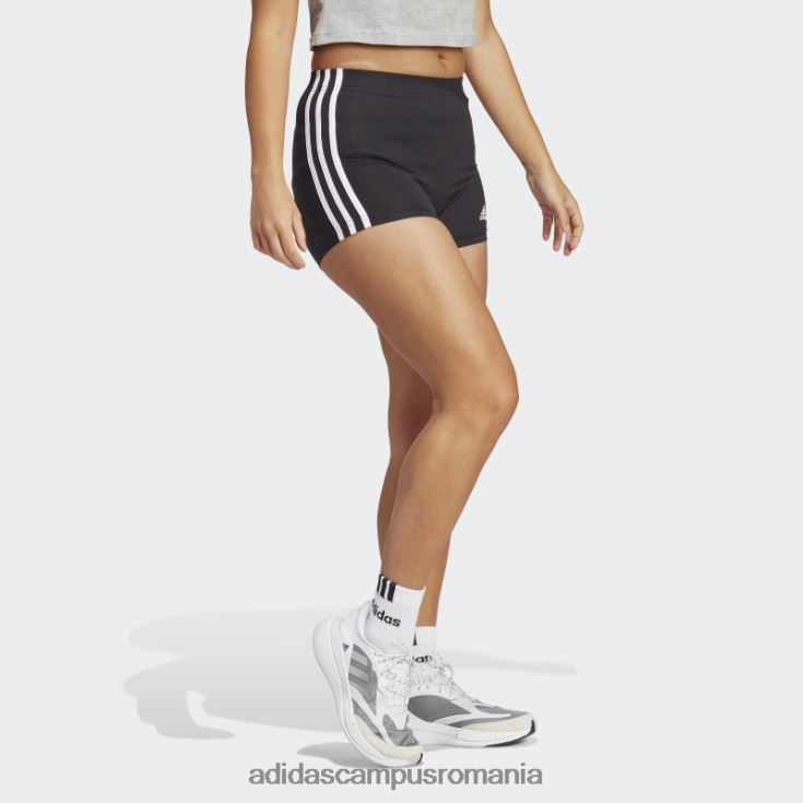 adidas campus romania pantaloni scurți cu 3 dungi din jerseu simplu, negru adidas femei alb negru J266N216896