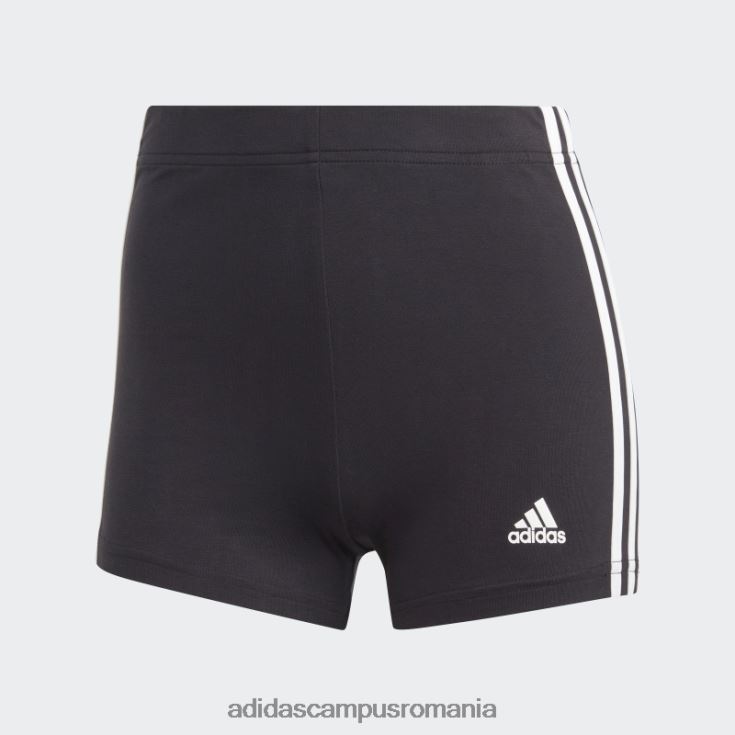 adidas campus romania pantaloni scurți cu 3 dungi din jerseu simplu, negru adidas femei alb negru J266N216896