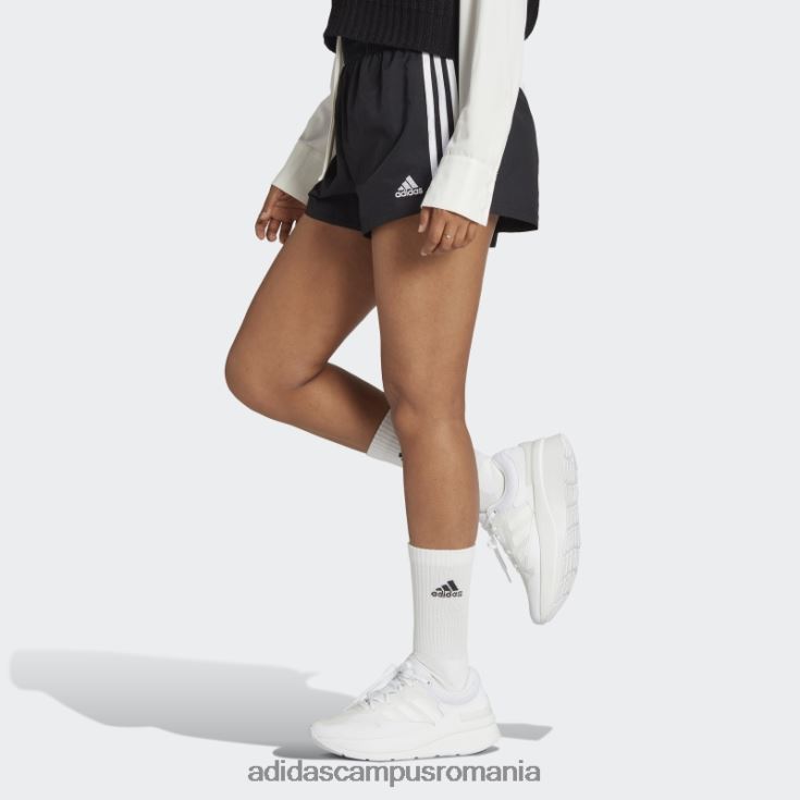 adidas campus romania pantaloni scurți țesuți cu 3 dungi alb femei alb negru J266N22333