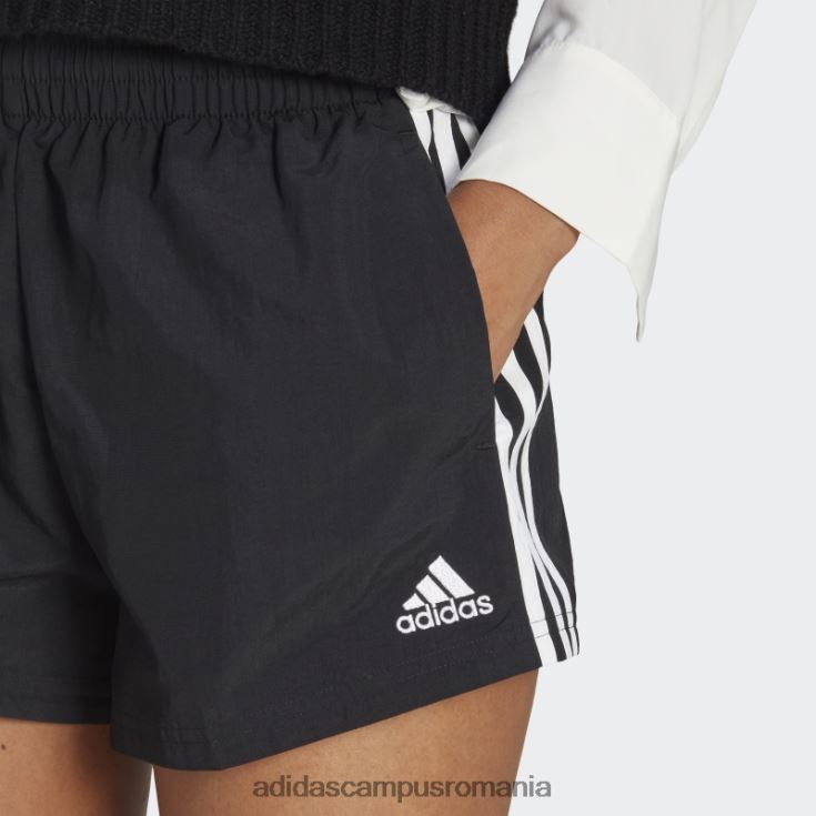 adidas campus romania pantaloni scurți țesuți cu 3 dungi alb femei alb negru J266N22333