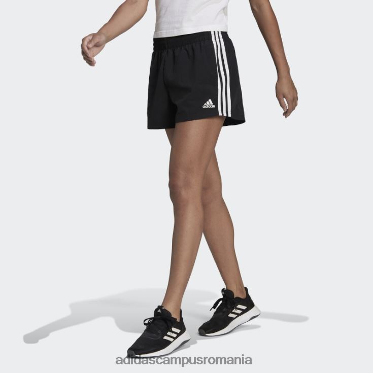 adidas campus romania pantaloni scurți țesuți cu 3 dungi negre (loose fit) adidas femei alb negru J266N210227