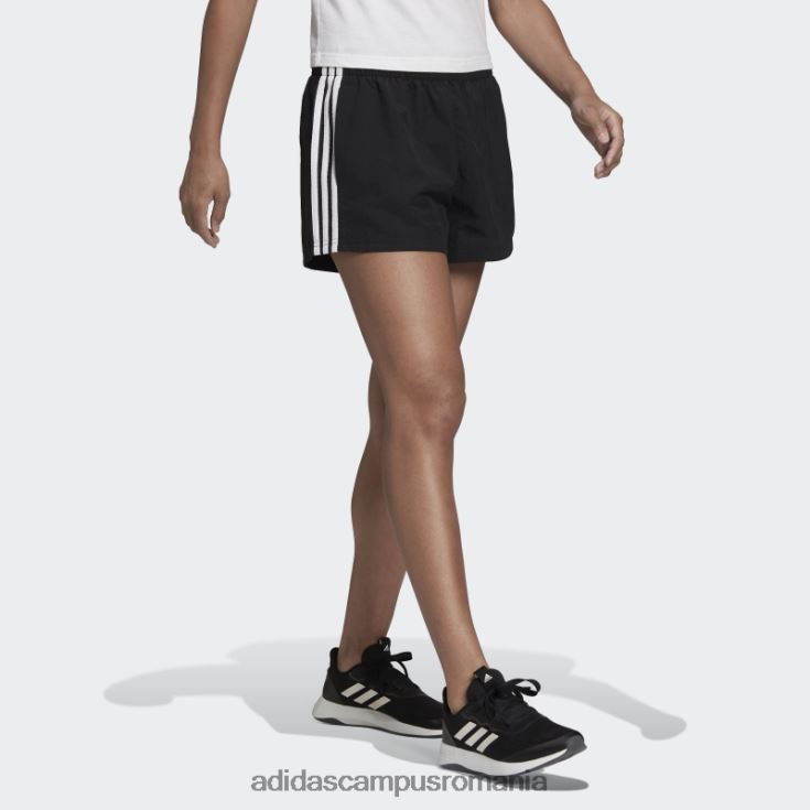 adidas campus romania pantaloni scurți țesuți cu 3 dungi negre (loose fit) adidas femei alb negru J266N210227