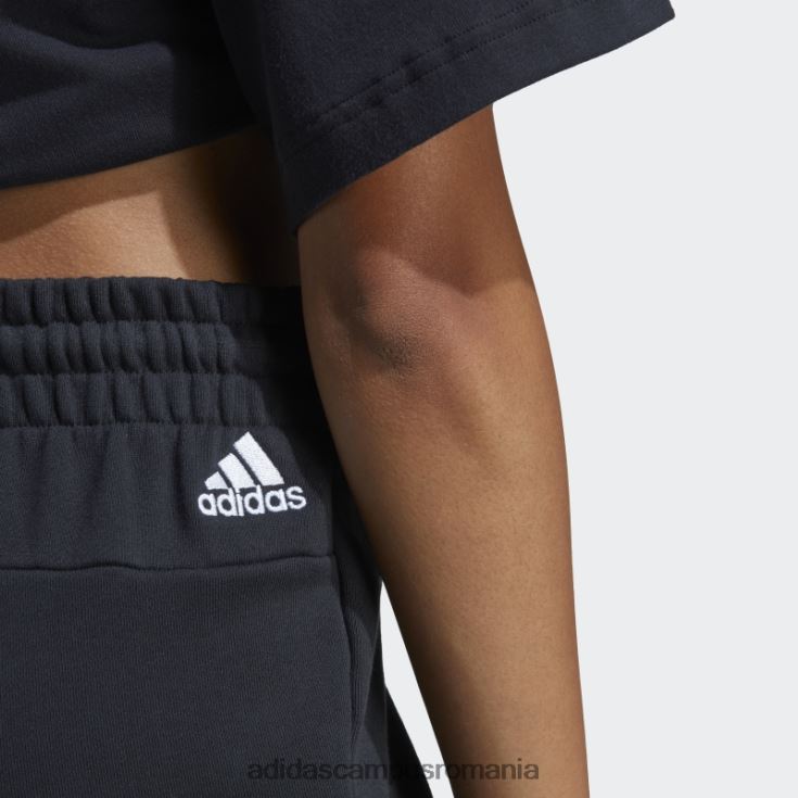adidas campus romania pantaloni scurți liniar french terry esențiali alb fashion femei alb negru J266N29175