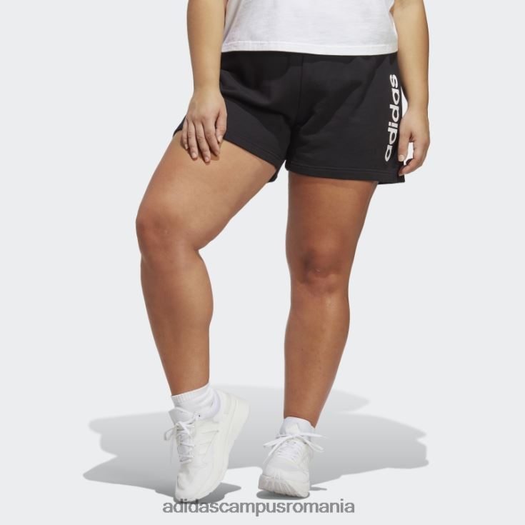 adidas campus romania pantaloni scurți negri essentials lineari din țesătură franțuzească (mărime plus) femei alb negru J266N217363