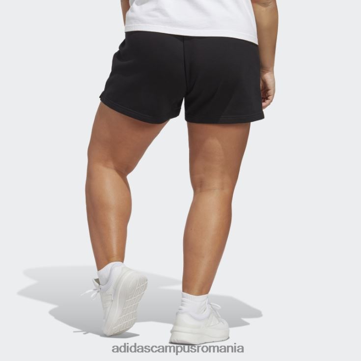 adidas campus romania pantaloni scurți negri essentials lineari din țesătură franțuzească (mărime plus) femei alb negru J266N217363