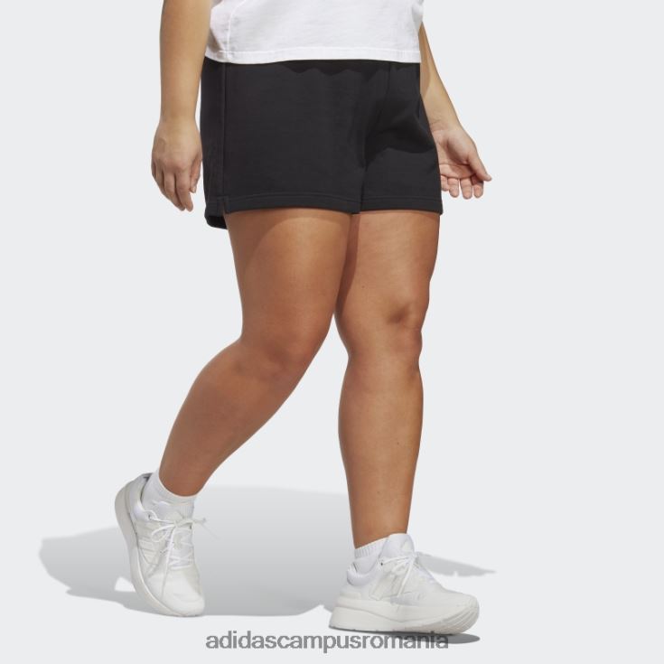 adidas campus romania pantaloni scurți negri essentials lineari din țesătură franțuzească (mărime plus) femei alb negru J266N217363