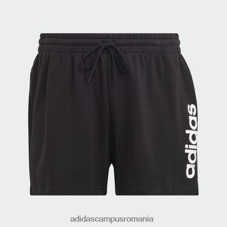 adidas campus romania pantaloni scurți negri essentials lineari din țesătură franțuzească (mărime plus) femei alb negru J266N217363