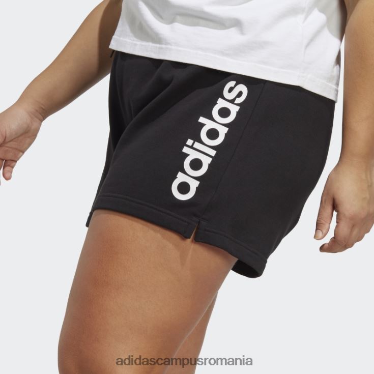adidas campus romania pantaloni scurți negri essentials lineari din țesătură franțuzească (mărime plus) femei alb negru J266N217363