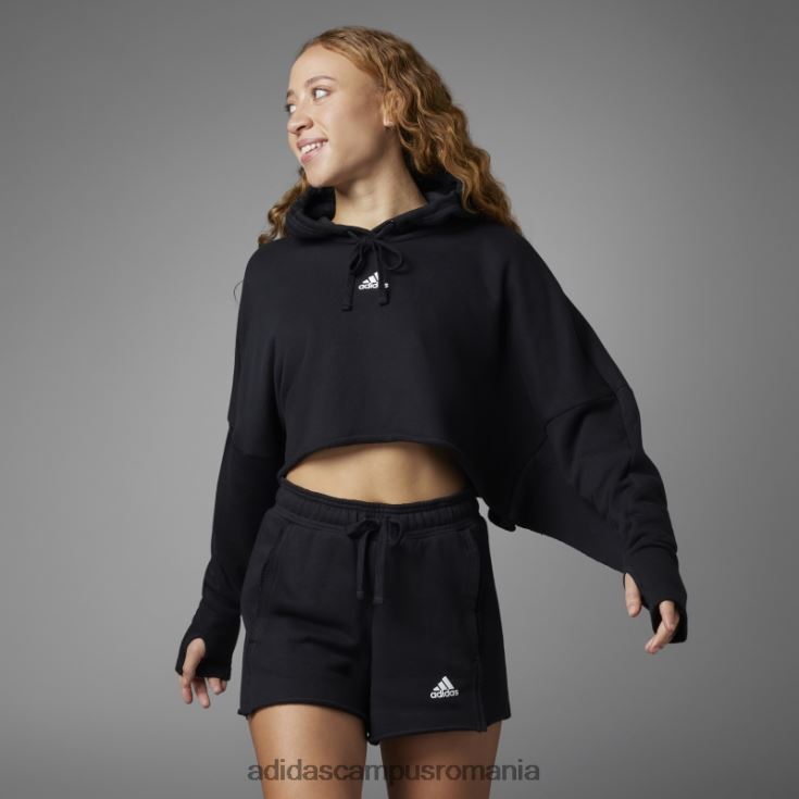 adidas campus romania pantaloni scurți relaxați cu talie înaltă colective, negri femei negru J266N29199