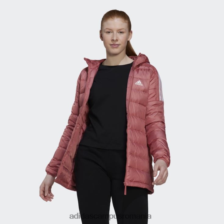 adidas campus romania parka cu glugă din puf deschis de culoare roșie femei roșu J266N217054