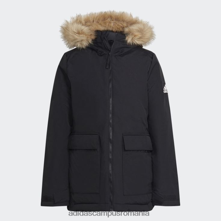 adidas campus romania parka elegantă, neagră, cu glugă femei negru J266N210463