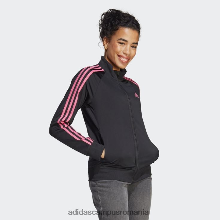 adidas campus romania primegreen essentials warm-up jachetă de sport subțire cu 3 dungi, magenta femei negru/magenta J266N29471