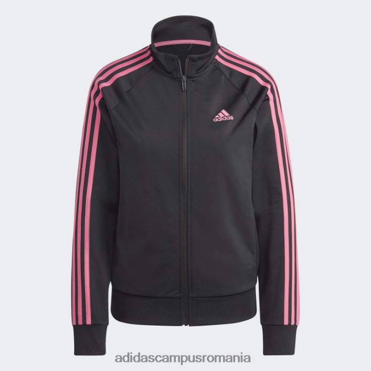 adidas campus romania primegreen essentials warm-up jachetă de sport subțire cu 3 dungi, magenta femei negru/magenta J266N29471