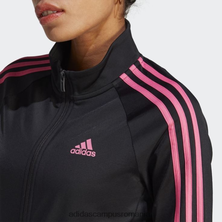 adidas campus romania primegreen essentials warm-up jachetă de sport subțire cu 3 dungi, magenta femei negru/magenta J266N29471