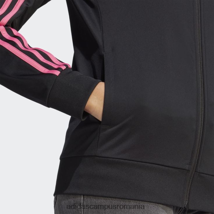 adidas campus romania primegreen essentials warm-up jachetă de sport subțire cu 3 dungi, magenta femei negru/magenta J266N29471