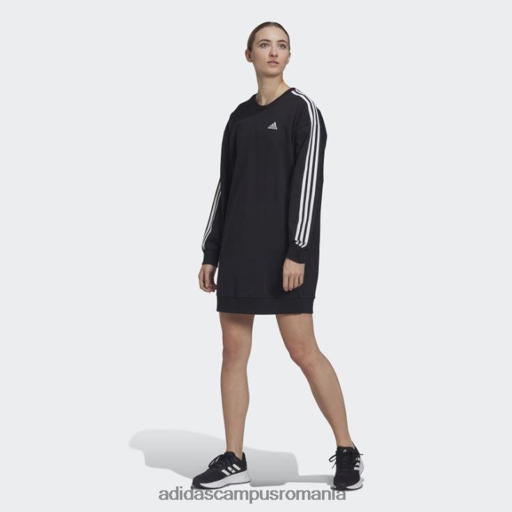 adidas campus romania rochie neagra essentials cu 3 dungi femei alb negru J266N210457