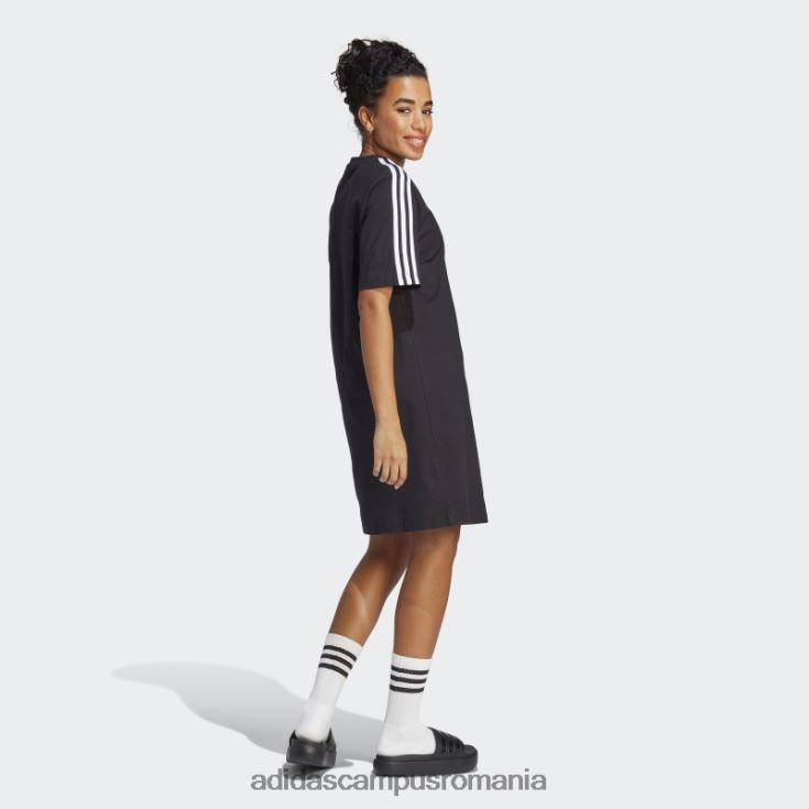 adidas campus romania rochie tricou boyfriend din jerseu simplu, neagră, cu 3 dungi femei negru J266N29154