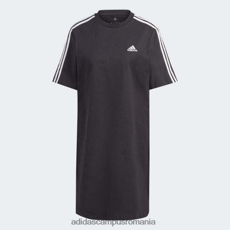 adidas campus romania rochie tricou boyfriend din jerseu simplu, neagră, cu 3 dungi femei negru J266N29154