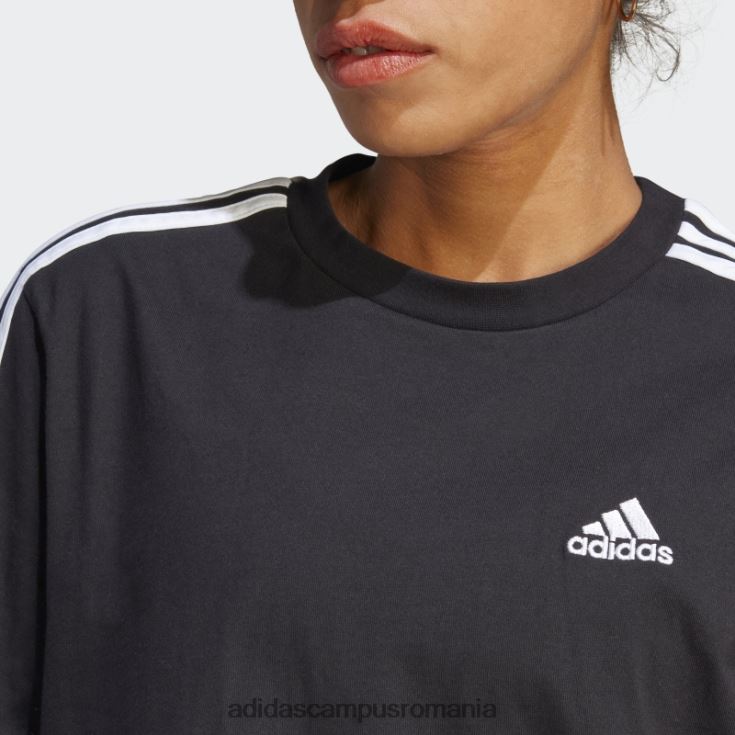 adidas campus romania rochie tricou boyfriend din jerseu simplu, neagră, cu 3 dungi femei negru J266N29154