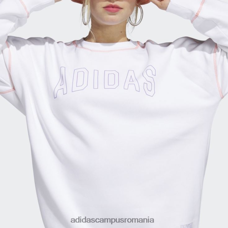 adidas campus romania sport statement boyfriend crew hanorac alb adidas femei alb J266N29690