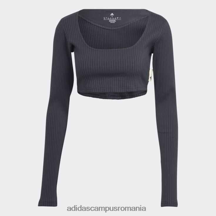 adidas campus romania studio lounge tricou cu mânecă lungă decupată cu nervuri moda carbon femei carbon J266N210778