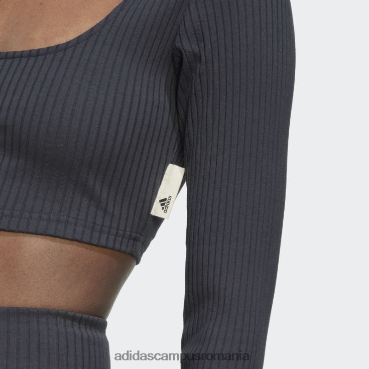 adidas campus romania studio lounge tricou cu mânecă lungă decupată cu nervuri moda carbon femei carbon J266N210778
