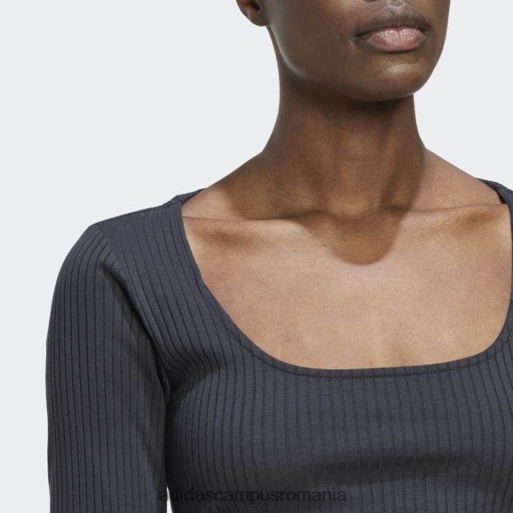 adidas campus romania studio lounge tricou cu mânecă lungă decupată cu nervuri moda carbon femei carbon J266N210778