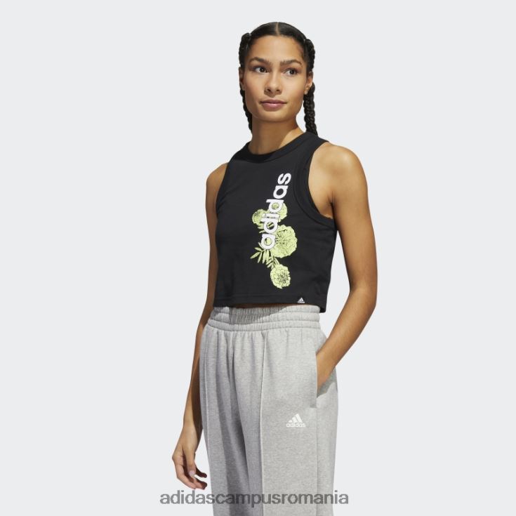 adidas campus romania superher floral graphic crop muscle tank negru femei alb negru J266N210567