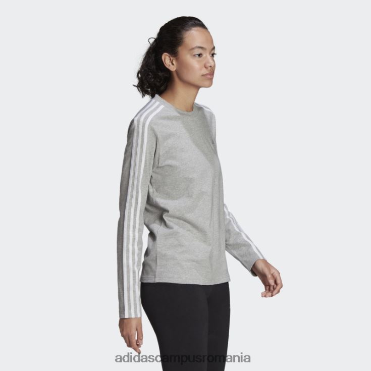 adidas campus romania top cu mânecă lungă cu 3 dungi gri mediu femei gri mediu/alb J266N216610