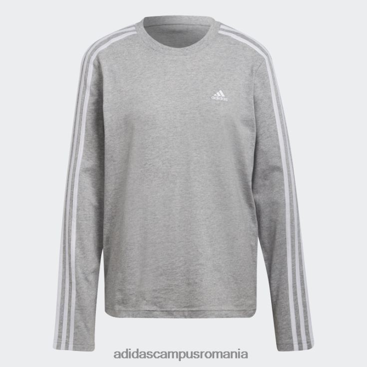 adidas campus romania top cu mânecă lungă cu 3 dungi gri mediu femei gri mediu/alb J266N216610