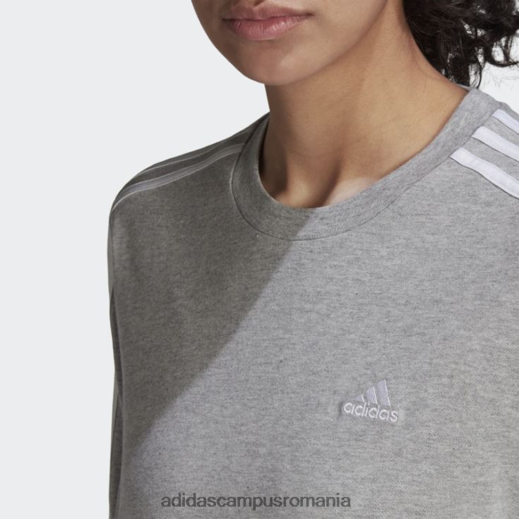adidas campus romania top cu mânecă lungă cu 3 dungi gri mediu femei gri mediu/alb J266N216610