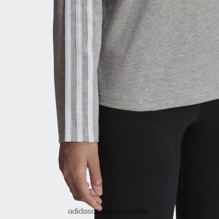 adidas campus romania top cu mânecă lungă cu 3 dungi gri mediu femei gri mediu/alb J266N216610