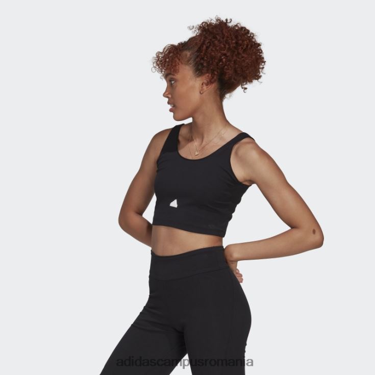 adidas campus romania top decupat cu coastă neagră femei alb negru J266N22422