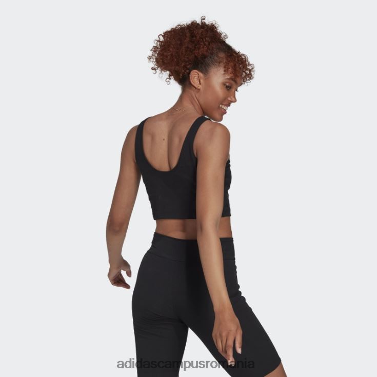 adidas campus romania top decupat cu coastă neagră femei alb negru J266N22422