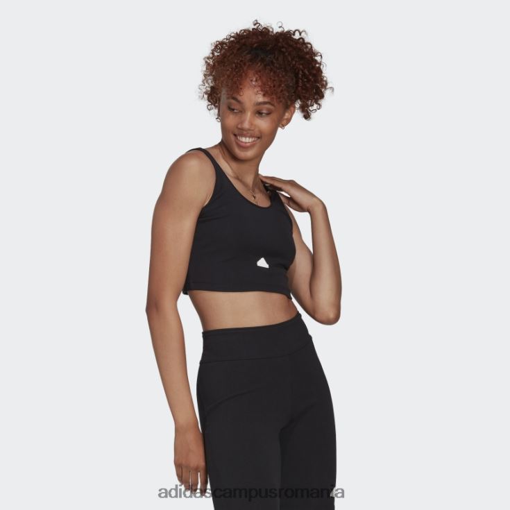 adidas campus romania top decupat cu coastă neagră femei alb negru J266N22422
