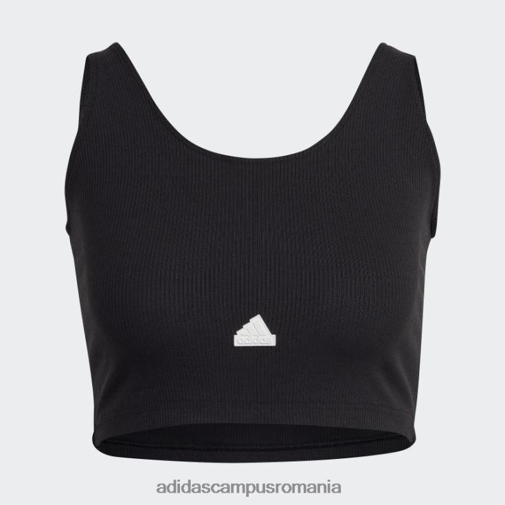 adidas campus romania top decupat cu coastă neagră femei alb negru J266N22422