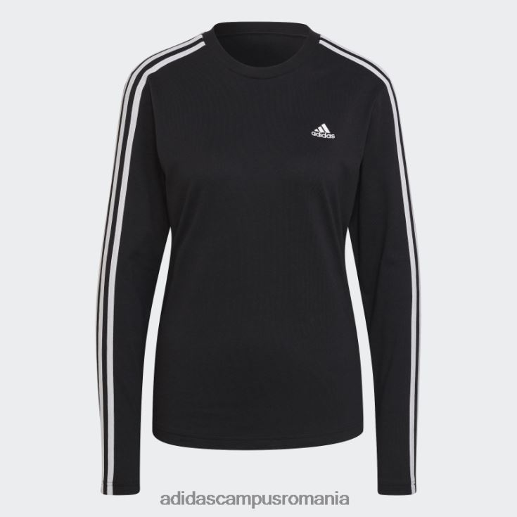 adidas campus romania top negru cu mânecă lungă cu 3 dungi femei alb negru J266N216544