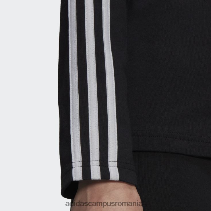 adidas campus romania top negru cu mânecă lungă cu 3 dungi femei alb negru J266N216544