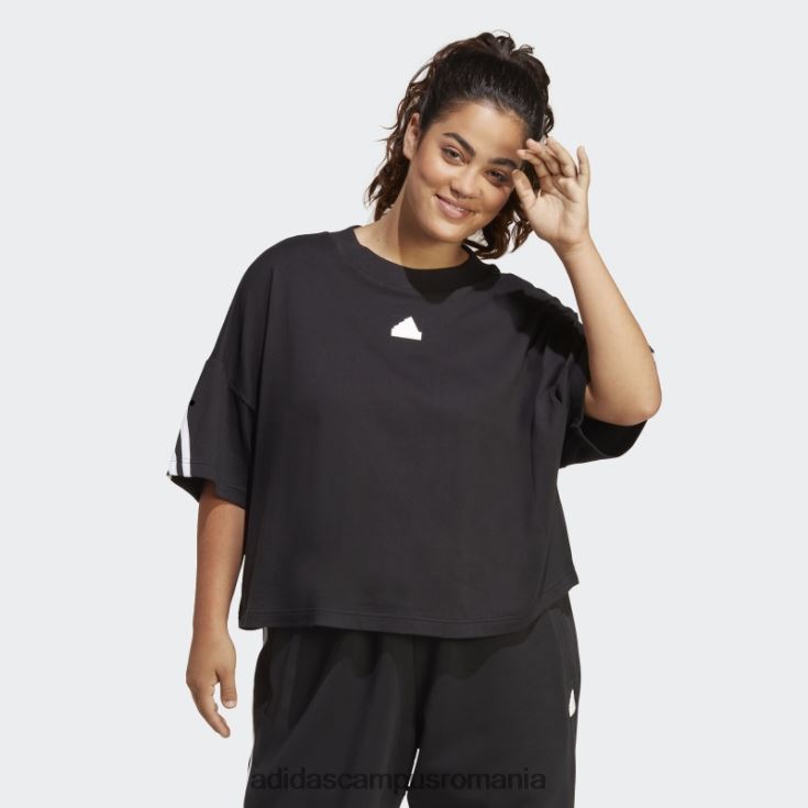 adidas campus romania tricou cu 3 dungi cu icoane de viitor negru (mărime plus) femei negru J266N29046