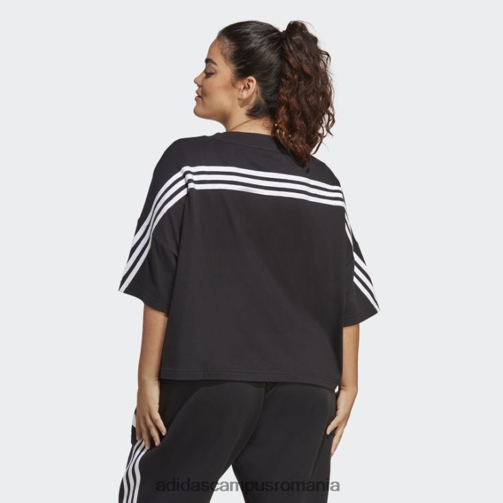 adidas campus romania tricou cu 3 dungi cu icoane de viitor negru (mărime plus) femei negru J266N29046
