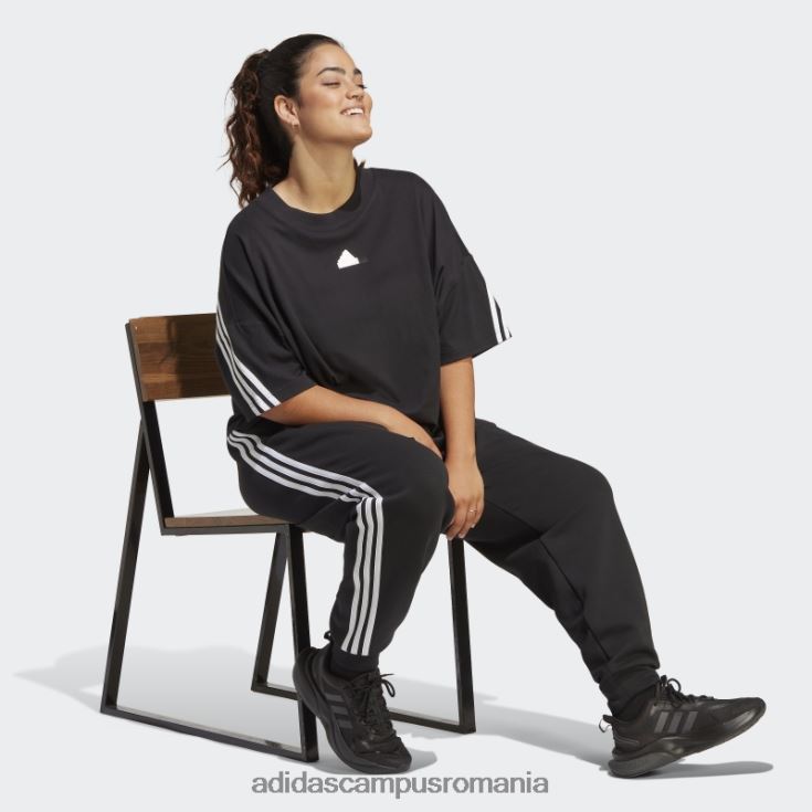 adidas campus romania tricou cu 3 dungi cu icoane de viitor negru (mărime plus) femei negru J266N29046