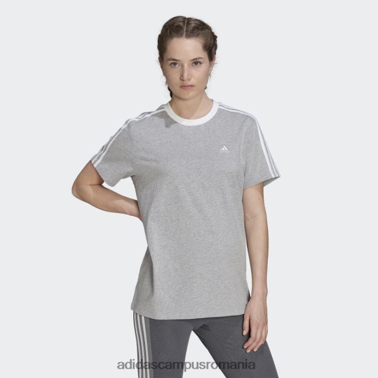 adidas campus romania tricou cu 3 dungi gri mediu essentials femei gri mediu/alb J266N216990