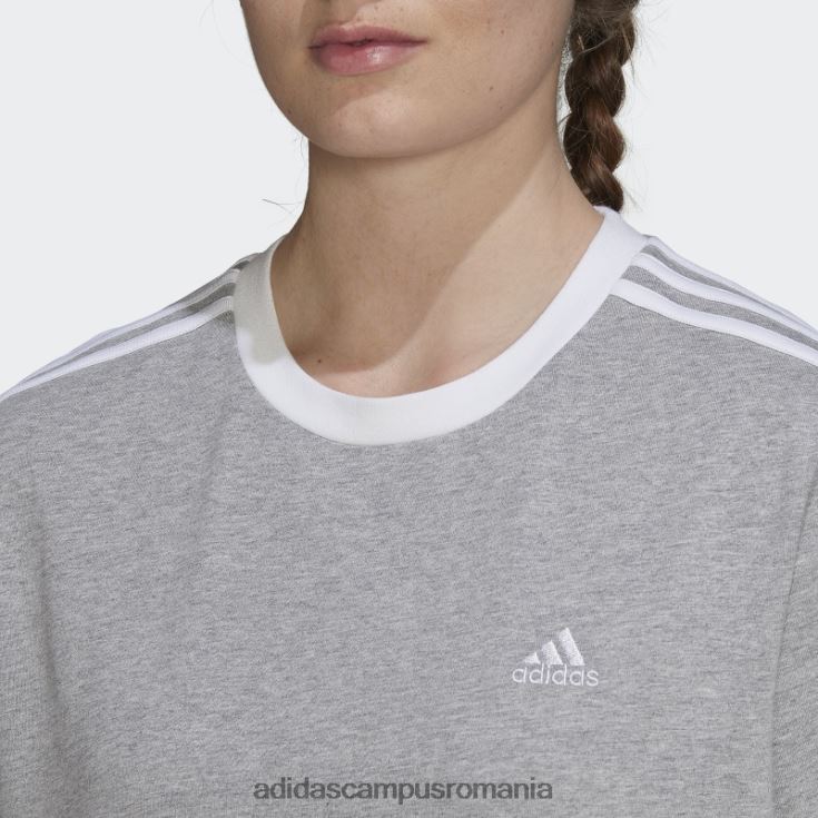 adidas campus romania tricou cu 3 dungi gri mediu essentials femei gri mediu/alb J266N216990