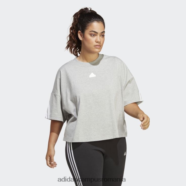 adidas campus romania tricou cu 3 dungi gri mediu future icons (plus mărime) adidas femei gri mediu J266N22433