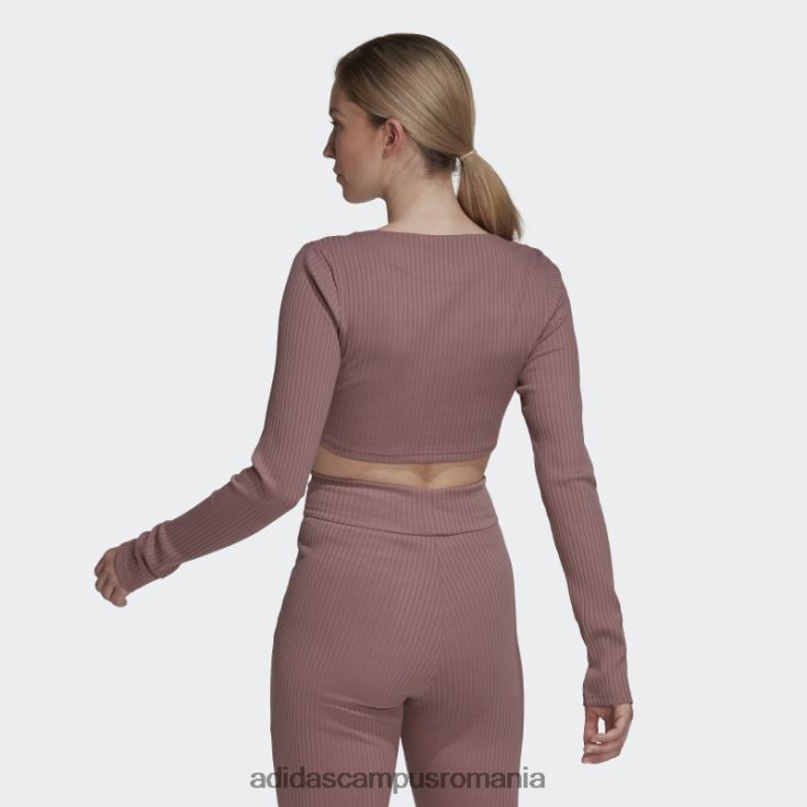 adidas campus romania tricou cu mânecă lungă decupată cu nervuri studio lounge violet femei Violet J266N210364